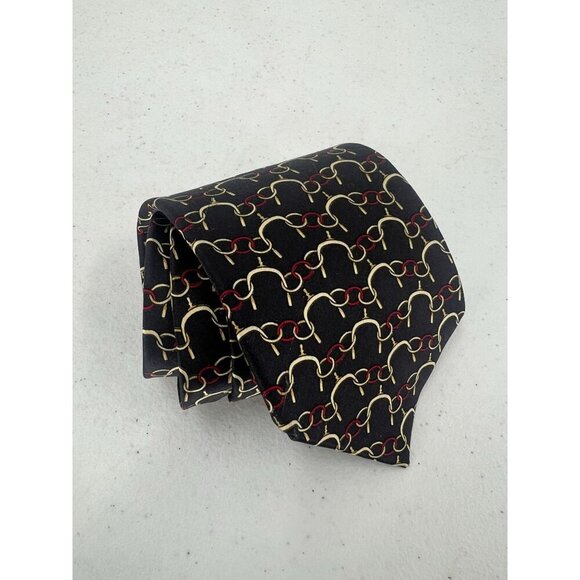 Carlo Battini Handmade All Silk Tie With Chain Pattern - Picture 1 of 6